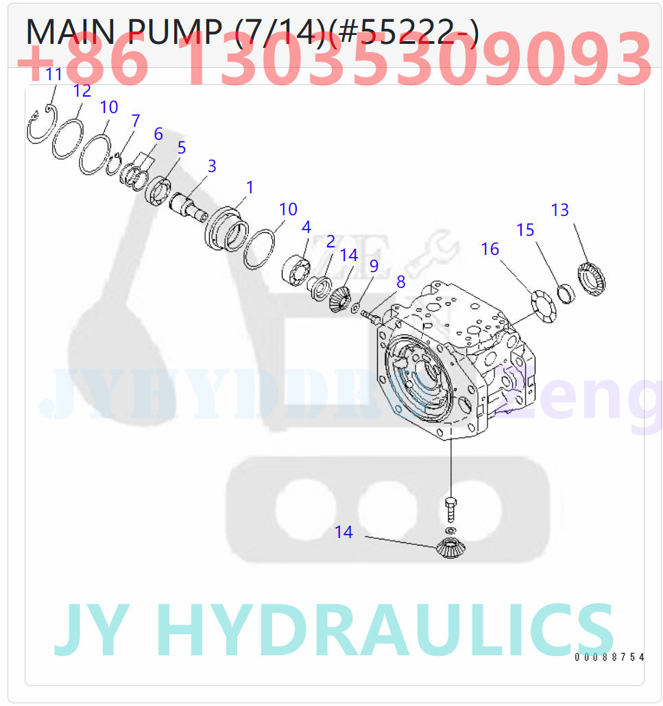 KOMATSU 708-2K-00113 708-2K-01115 HYDRAULIC PUMP ASSY ROTARY GROUP