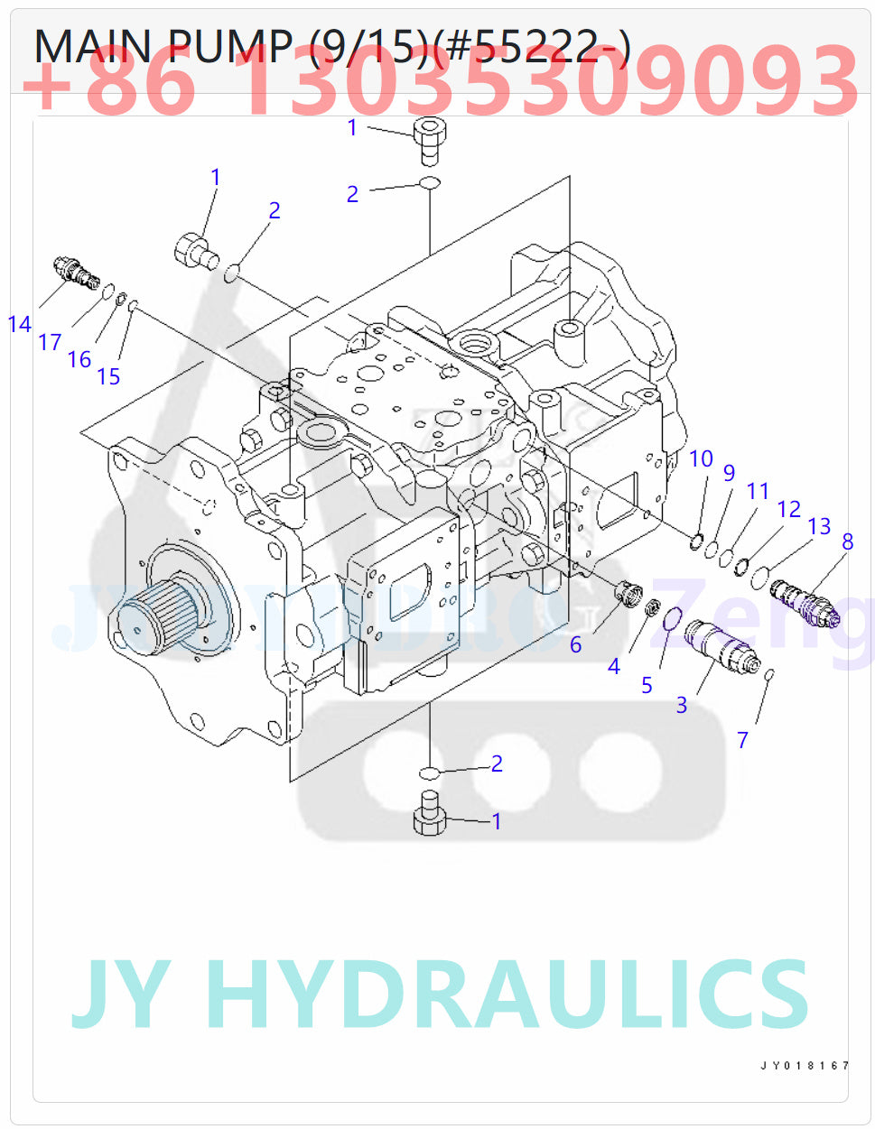 KOMATSU 708-2K-00113 708-2K-01115 HYDRAULIC PUMP ASSY ROTARY GROUP