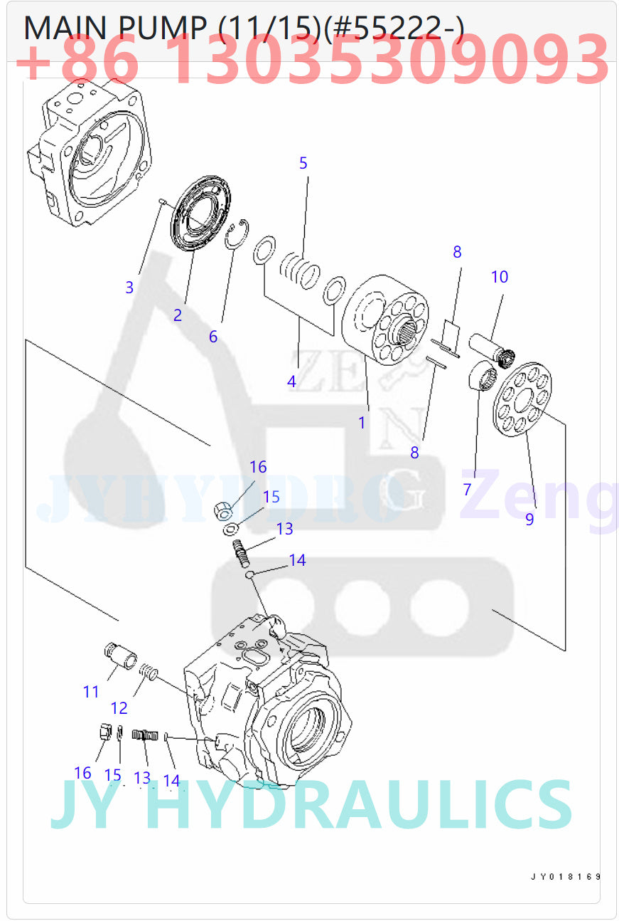 KOMATSU 708-2K-00113 708-2K-01115 HYDRAULIC PUMP ASSY ROTARY GROUP