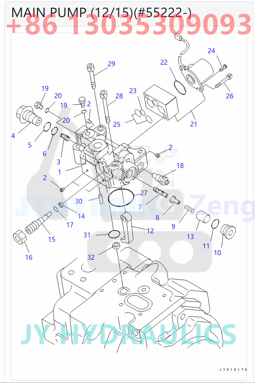 KOMATSU 708-2K-00113 708-2K-01115 HYDRAULIC PUMP ASSY ROTARY GROUP