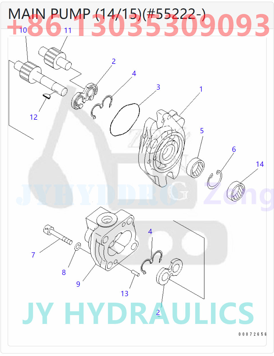 KOMATSU 708-2K-00113 708-2K-01115 HYDRAULIC PUMP ASSY ROTARY GROUP