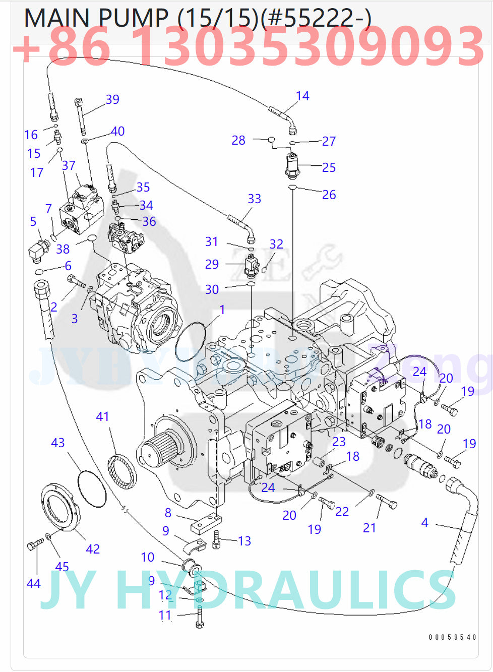KOMATSU 708-2K-00113 708-2K-01115 HYDRAULIC PUMP ASSY PARTS