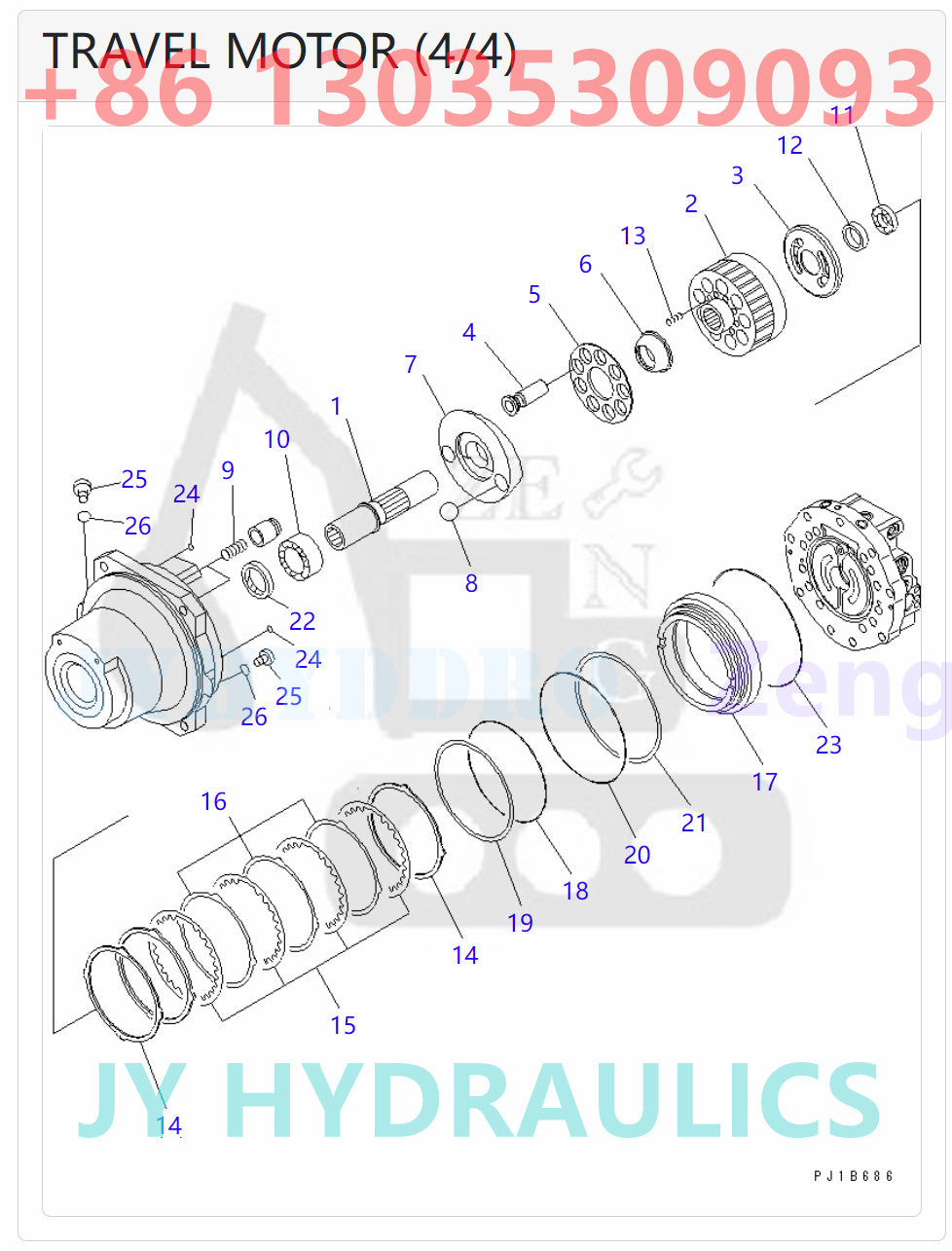 KOMATSU PC800-8 PC800-8E0 PC800SE-8E0 EXCAVATOR 209-60-75101 TRAVEL MOTOR ROTARY GROUP AND SPARE PARTS