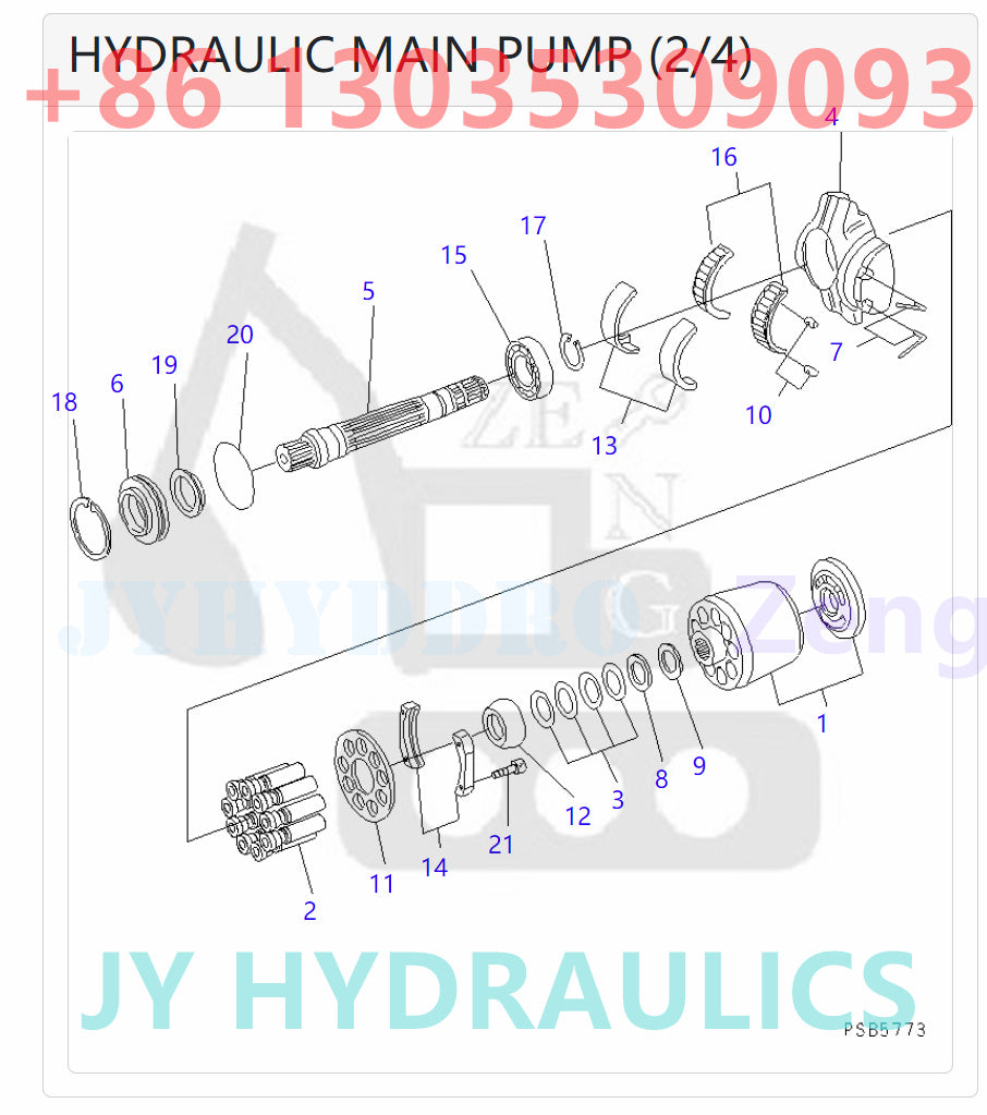 KOMATSU PW150ES-6K PW170ES-6K PW170ES-6K-KA EXCAVATOR 20G-60-K1600 2015308 6975690 MAIN PUMP ASSY ROTARY GROUP AND SPARE PARTS