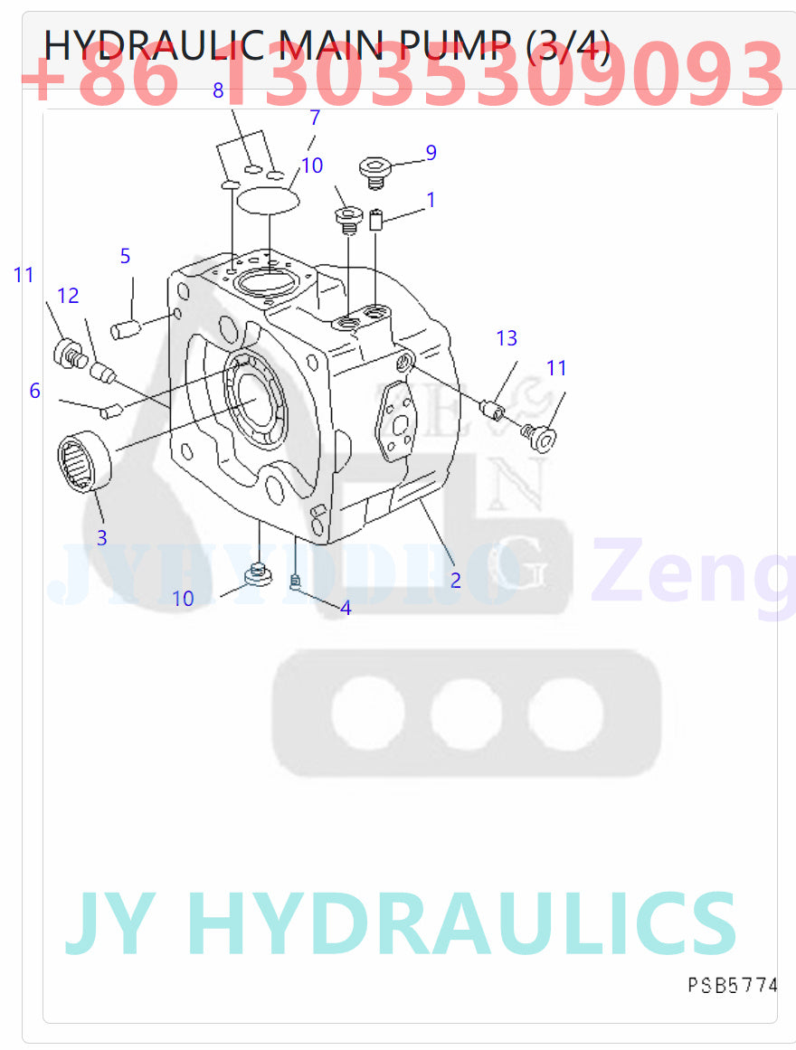 KOMATSU PW150ES-6K PW170ES-6K PW170ES-6K-KA EXCAVATOR 20G-60-K1600 2015308 6975690 MAIN PUMP ASSY ROTARY GROUP AND SPARE PARTS
