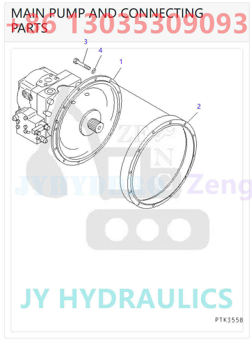 KOMATSU PW150ES-6K PW170ES-6K PW170ES-6K-KA EXCAVATOR 20G-60-K1600 2015308 6975690 MAIN PUMP ASSY ROTARY GROUP AND SPARE PARTS