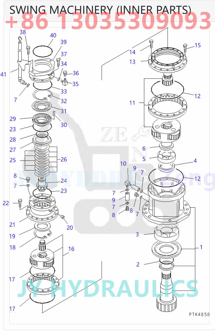 KOMATSU PW150ES-6K SWING CIRCLE AND RELATED PARTS