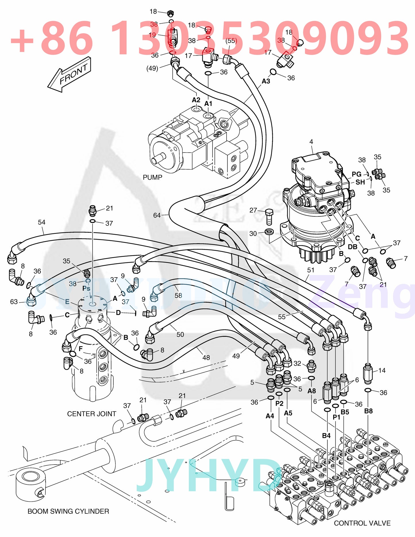 DOOSAN DX60R E60 EXCAVATOR 170303-00034 170303-00034A 170303-00034B 170303-00034C 170303-00034E K1043595 SWING MOTOR ROTARY GROUP AND SPARE PARTS