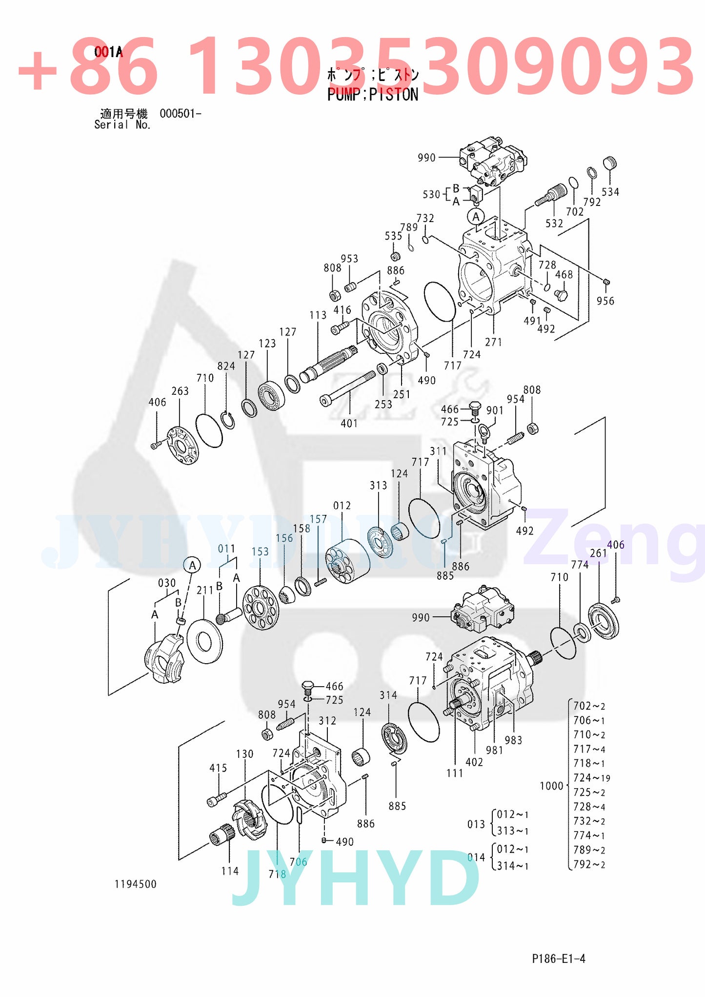HITACHI EX2500-5 EX2500-6 EX5500-5 EX5500-6 EXCAVATOR 4689082 4689083 HYDRAULIC PUMP ROTARY GROUP