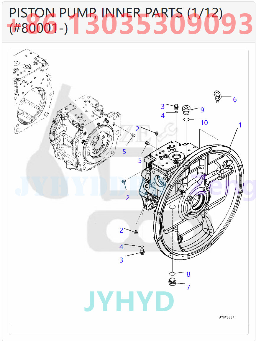 KOMATSU PC300-8M0 PC300LC-8M0 PC350-8M0 PC350LC-8M0 EXCAVATOR 708-2G-00180 708-2G-01180 HYDRAULIC PUMP ROTARY GROUP