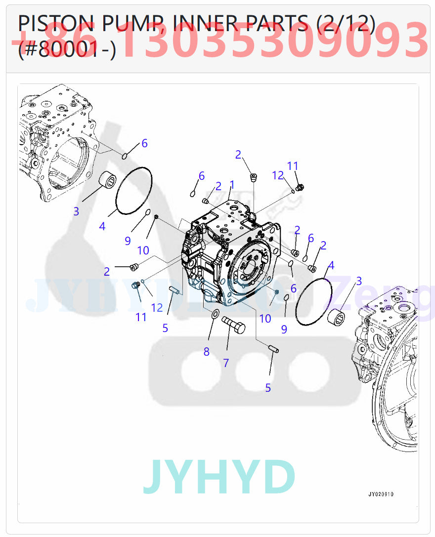 KOMATSU PC300-8M0 PC300LC-8M0 PC350-8M0 PC350LC-8M0 EXCAVATOR 708-2G-00180 708-2G-01180 HYDRAULIC PUMP ROTARY GROUP