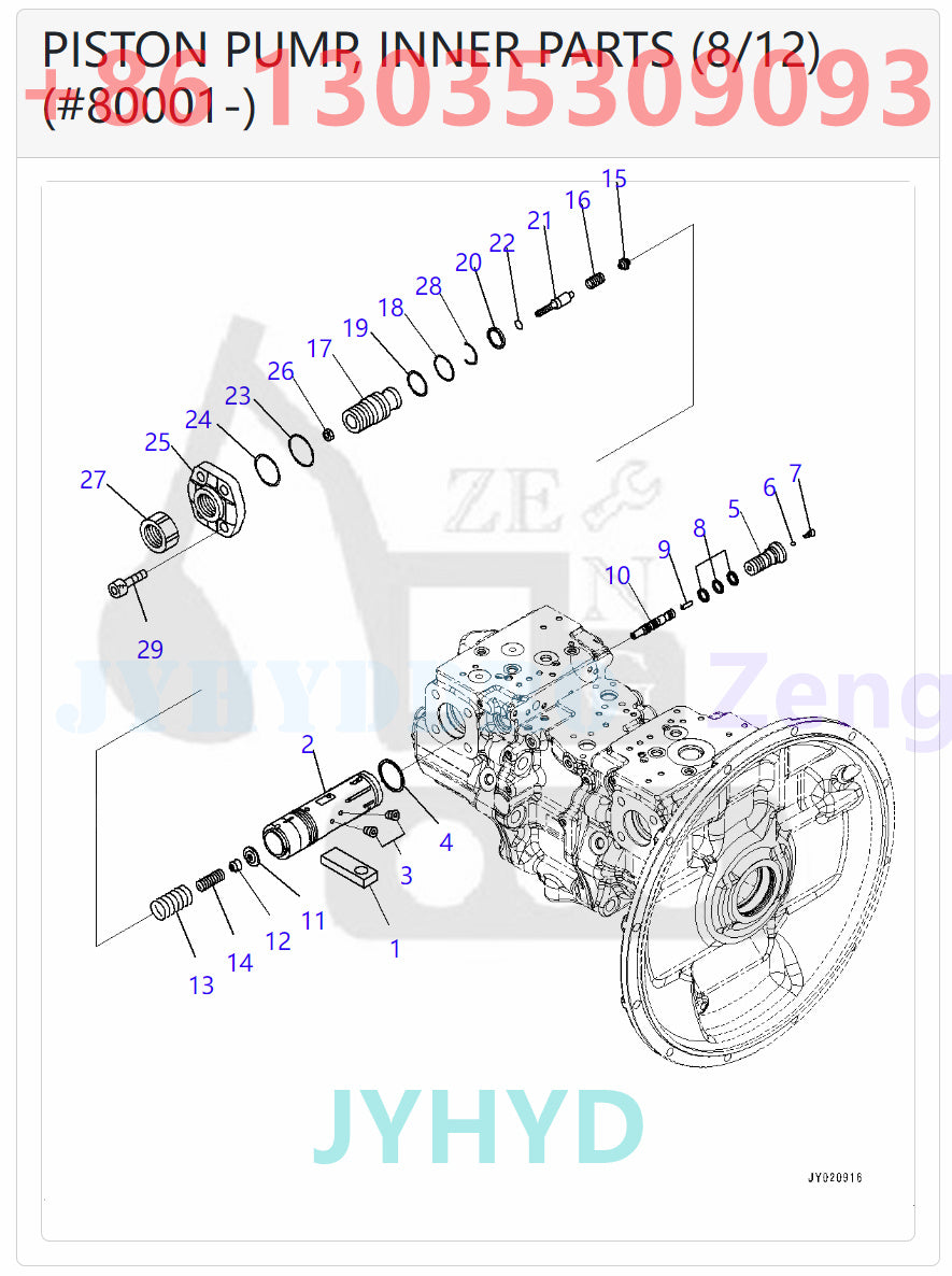 KOMATSU PC300-8M0 PC300LC-8M0 PC350-8M0 PC350LC-8M0 EXCAVATOR 708-2G-00180 708-2G-01180 HYDRAULIC PUMP ROTARY GROUP