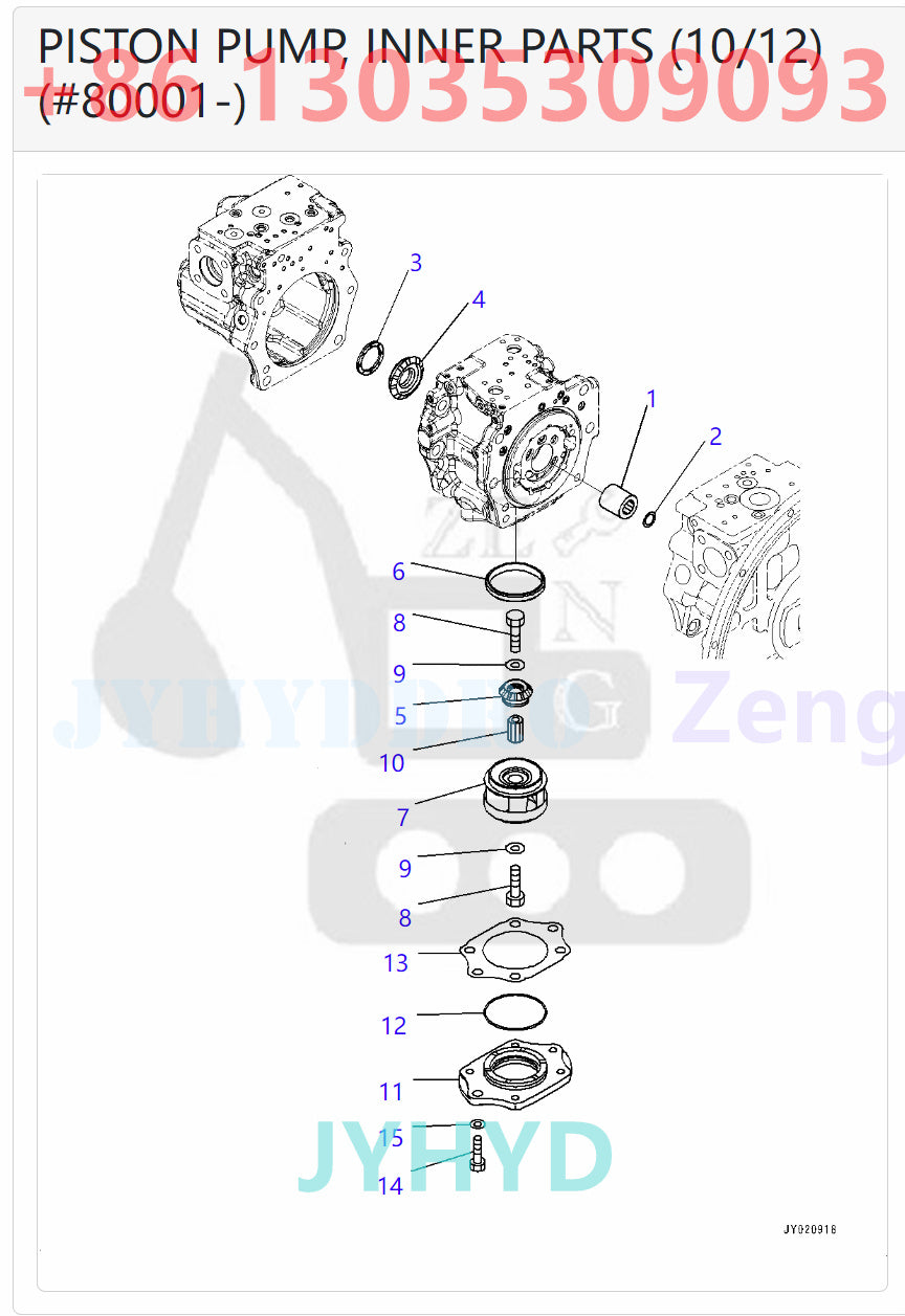 KOMATSU PC300-8M0 PC300LC-8M0 PC350-8M0 PC350LC-8M0 EXCAVATOR 708-2G-00180 708-2G-01180 HYDRAULIC PUMP ROTARY GROUP