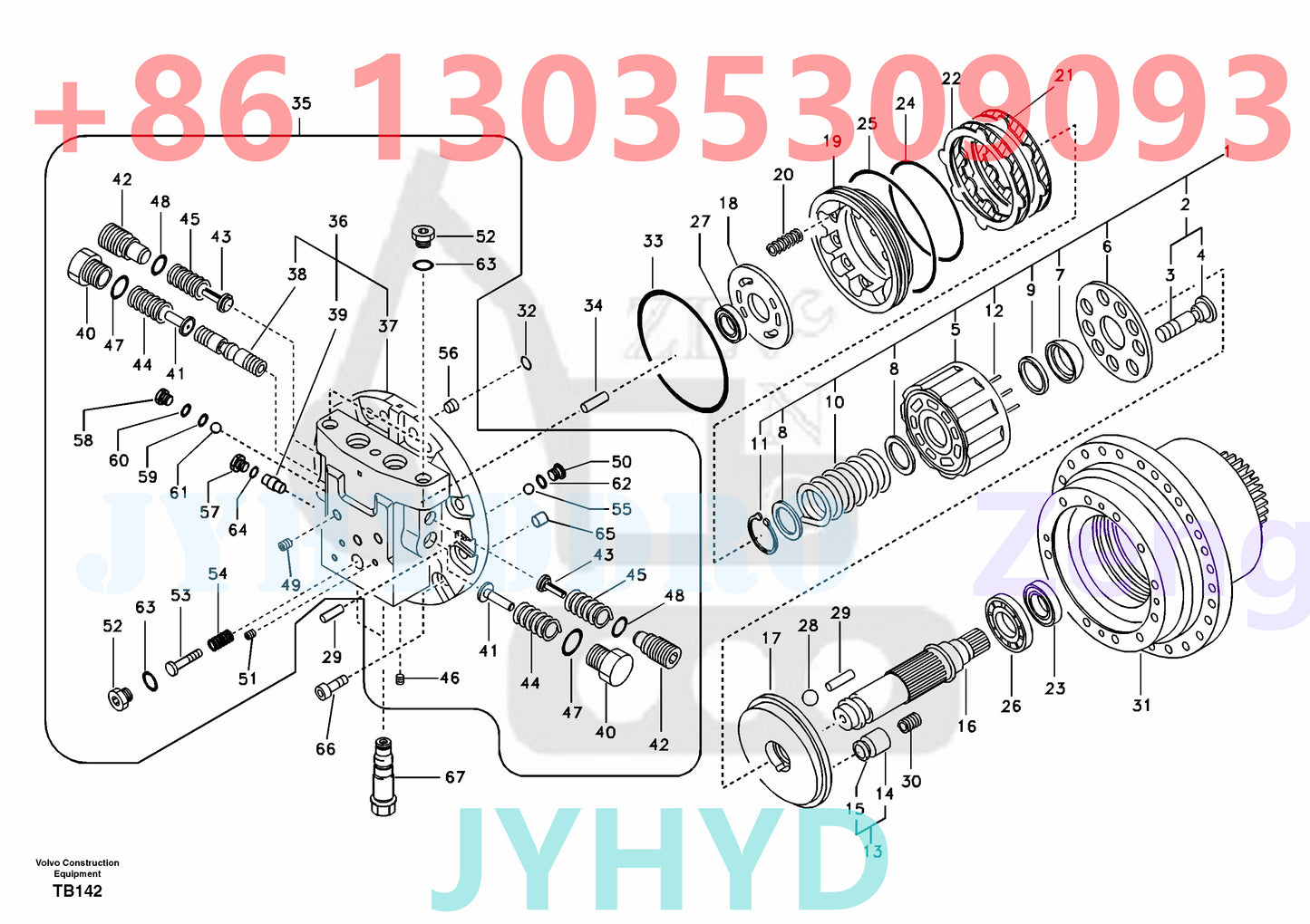 VOLVO EC140B EXCAVATOR VOE14533648 TRAVEL MOTOR PARTS