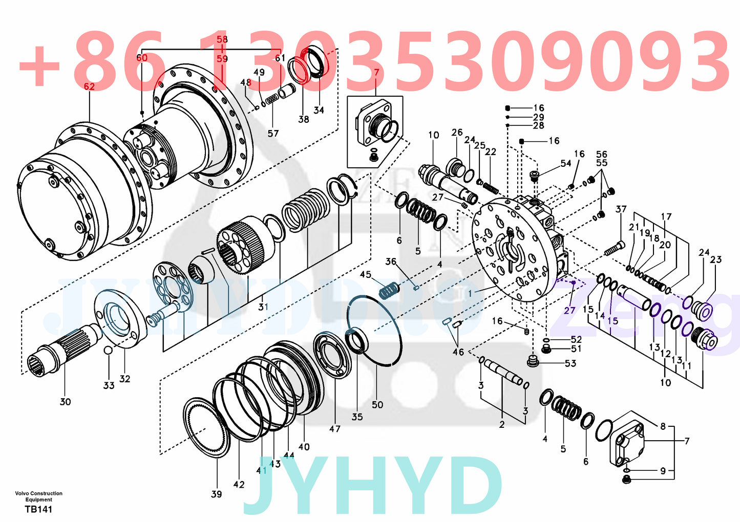 VOLVO EC135B EC140B EXCAVATOR VOE14533648 SA1143-01060 SA7117-30011 VOE14524182 VOE14528729 TRAVEL MOTOR PARTS