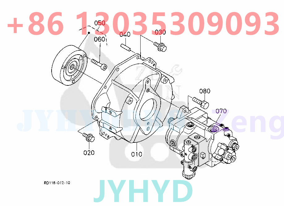 KUBOTA KX121-3 EXCAVATOR RD118-61114 RD118-61115 HYDRAULIC PISTON PUMP ASSY PARTS