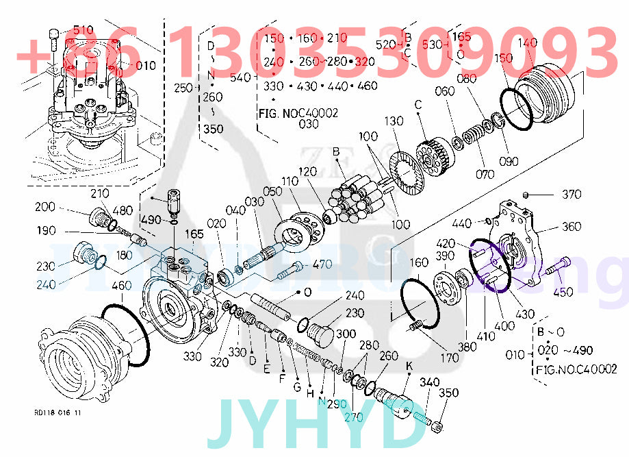 KUBOTA KX121-3 EXCAVATOR RD118-61700 SWIVEL MOTOR ASSY PARTS