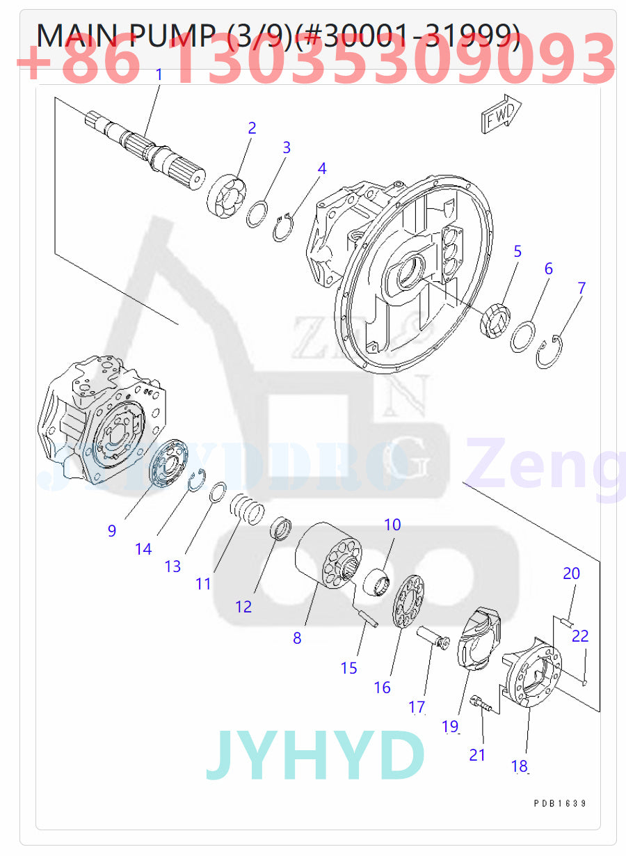 KOMATSU 708-2H-00120 708-2H-01121 HYDRAULIC MAIN PUMP ROTARY GROUP AND SPARE PARTS
