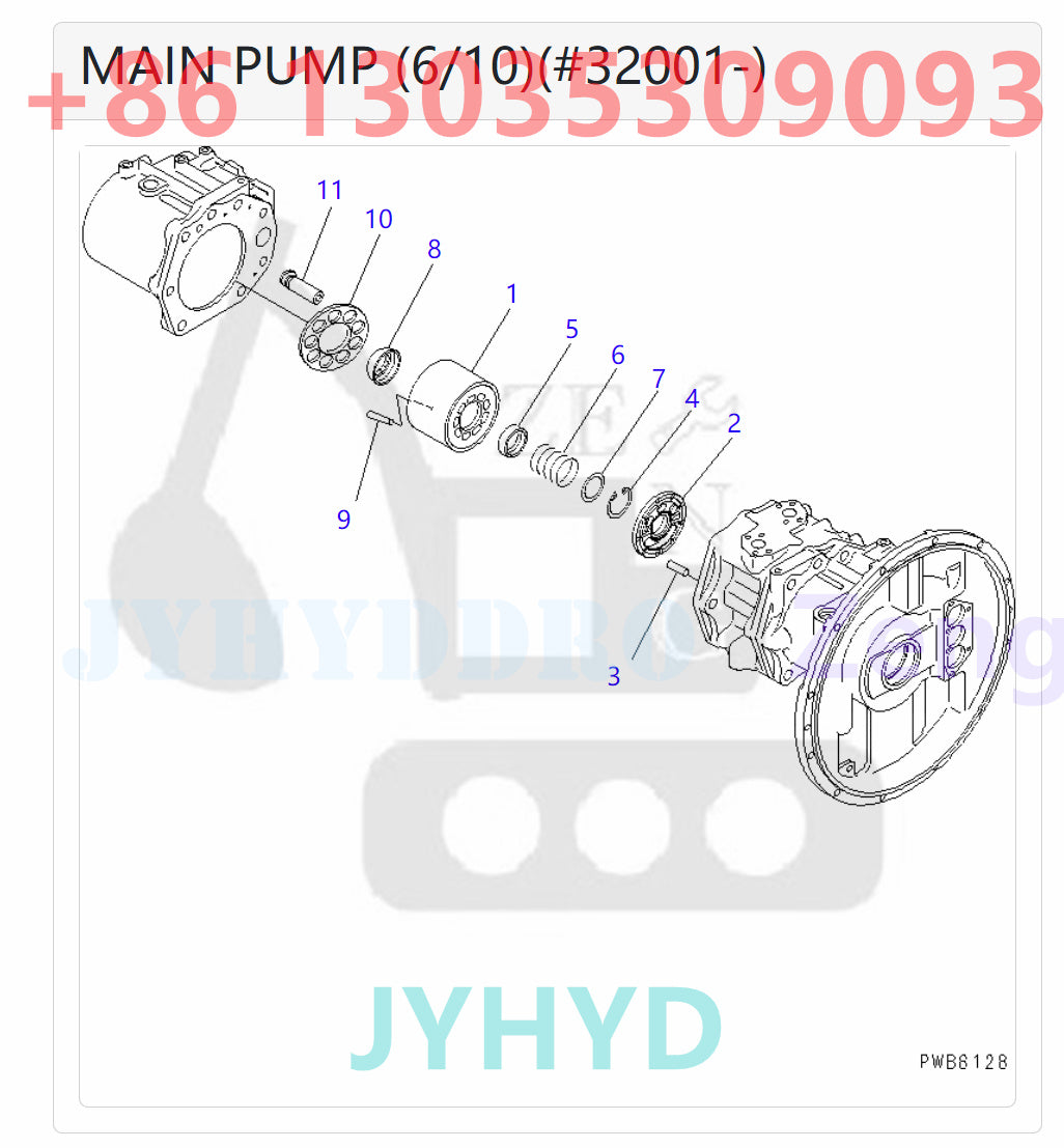KOMATSU 708-2H-00191 708-2H-01121 HYDRAULIC MAIN PUMP ROTARY GROUP