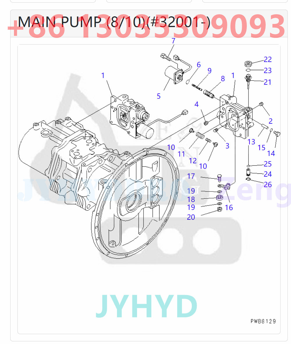 KOMATSU 708-2H-00191 708-2H-01121 HYDRAULIC MAIN PUMP ROTARY GROUP AND SPARE PARTS