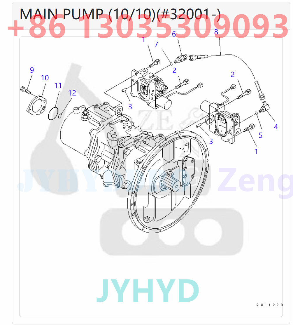 KOMATSU 708-2H-00191 708-2H-01121 HYDRAULIC MAIN PUMP ROTARY GROUP AND SPARE PARTS