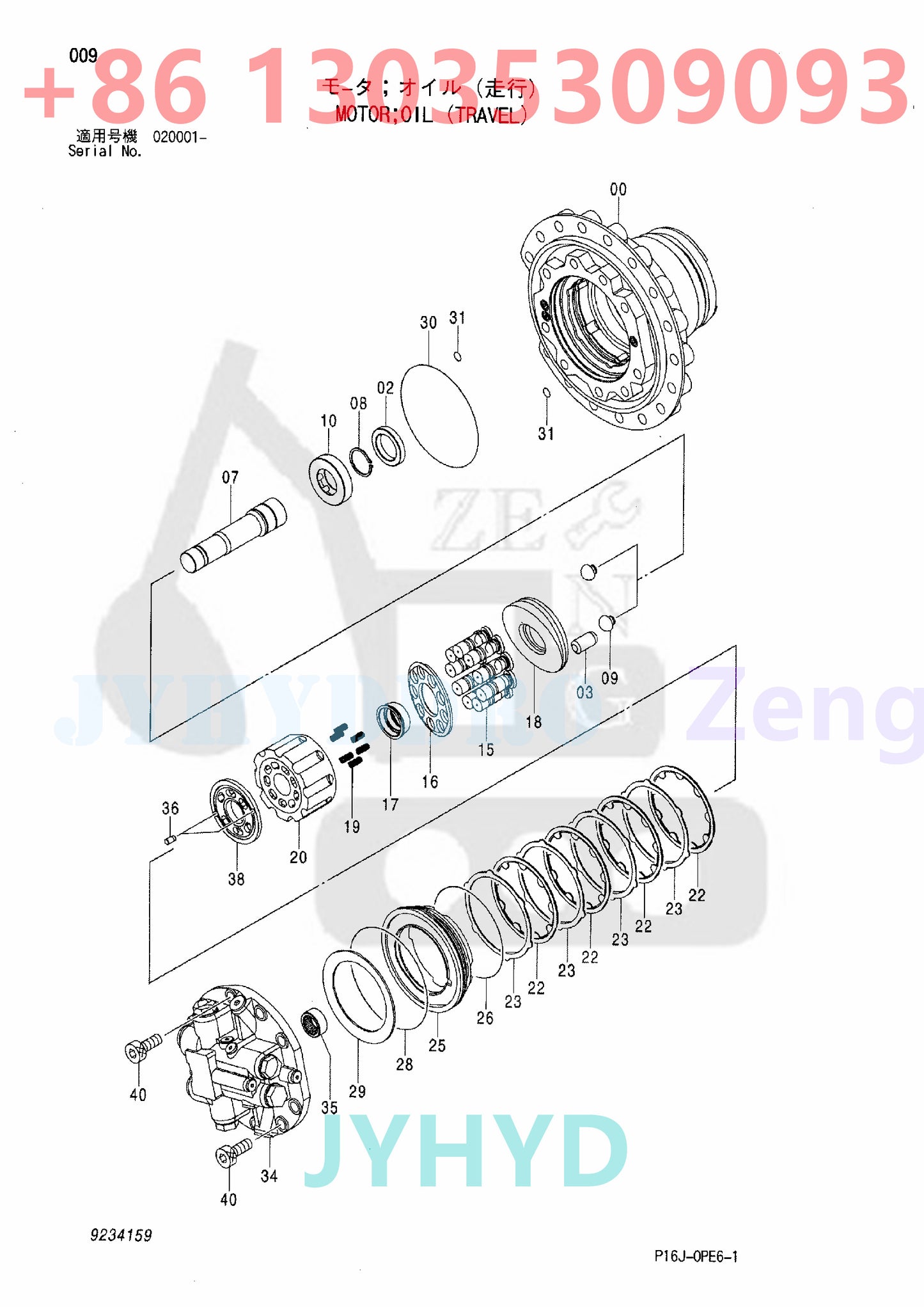 HITACHI 9196318 9234159 9237803 FINAL DRIVE TRAVEL MOTOR ROTARY GROUP AND SPARE PARTS