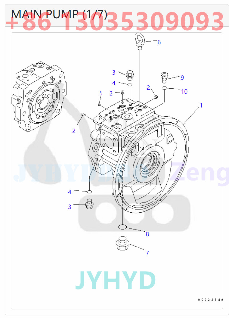 KOMATSU PW160-7 PW160-7E0 PW160-7K EXCAVATOR 708-1G-00014 708-1G-01014 HYDRAULIC PUMP ROTARY GROUP