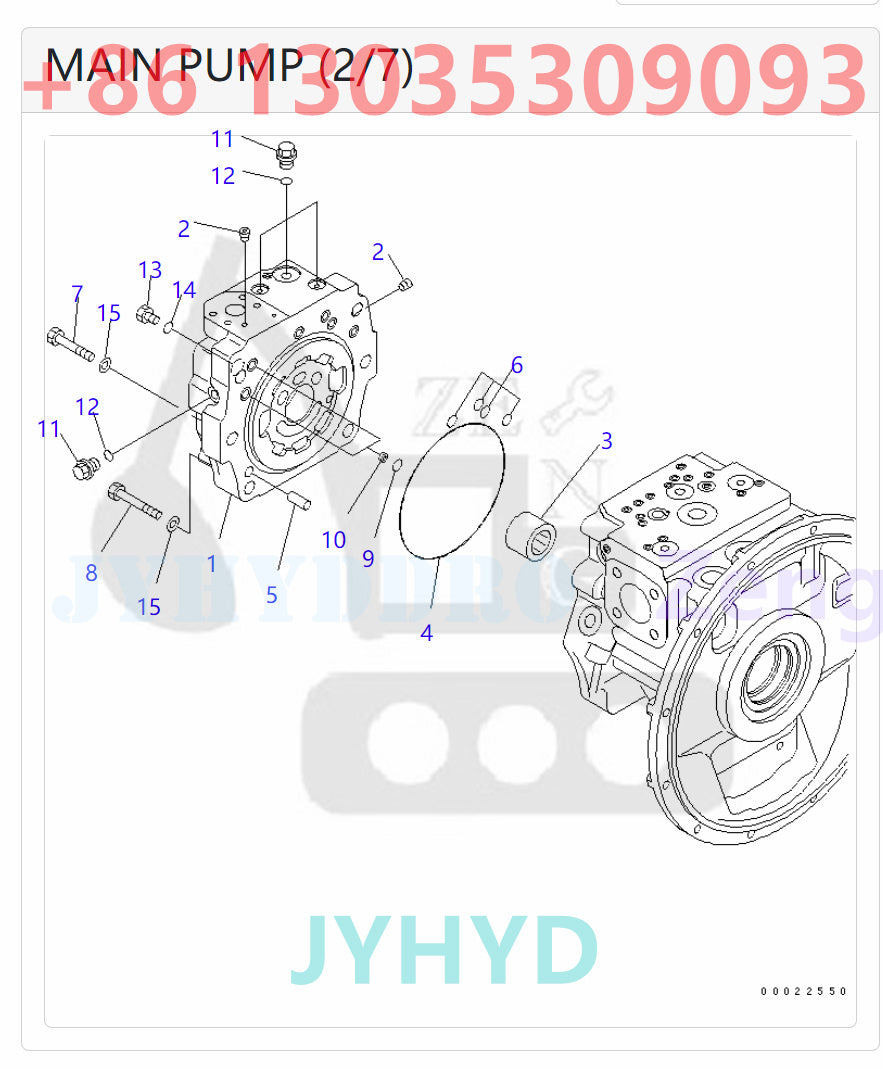 KOMATSU PW160-7 PW160-7E0 PW160-7K EXCAVATOR 708-1G-00014 708-1G-01014 HYDRAULIC PUMP ROTARY GROUP