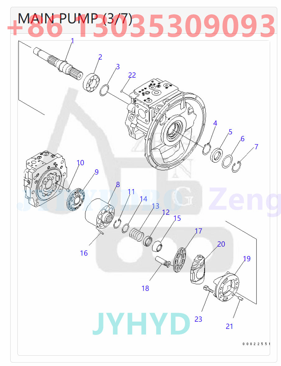 KOMATSU PW160-7 PW160-7E0 PW160-7K EXCAVATOR 708-1G-00014 708-1G-01014 HYDRAULIC PUMP ROTARY GROUP