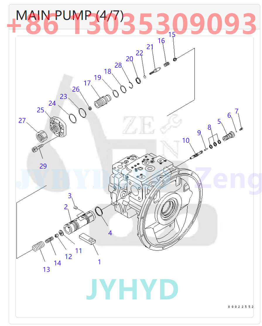 KOMATSU PW160-7 PW160-7E0 PW160-7K EXCAVATOR 708-1G-00014 708-1G-01014 HYDRAULIC PUMP ROTARY GROUP