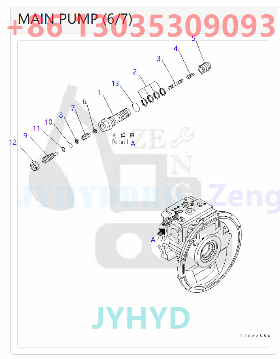 KOMATSU PW160-7 PW160-7E0 PW160-7K EXCAVATOR 708-1G-00014 708-1G-01014 HYDRAULIC PUMP ROTARY GROUP