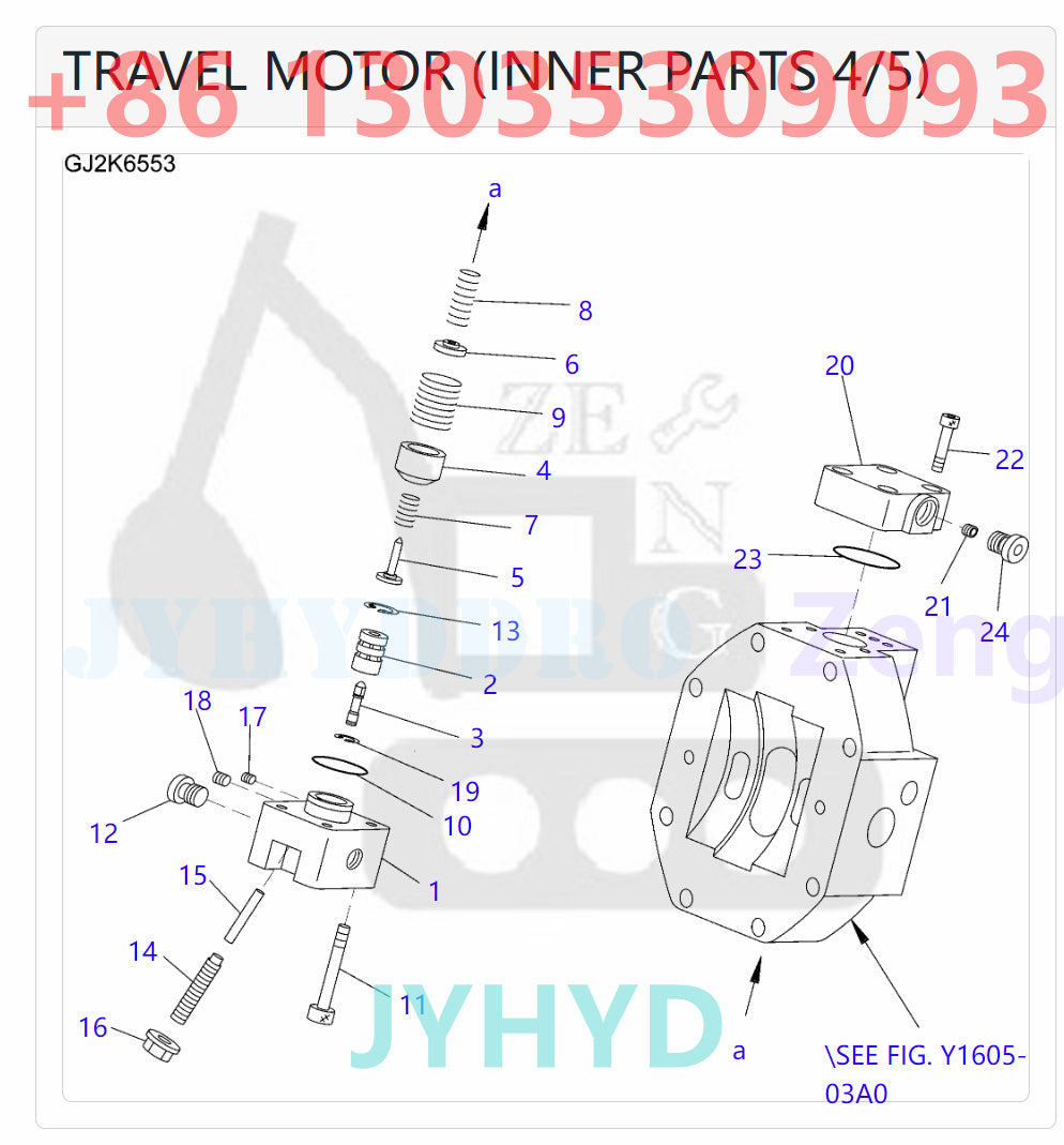 KOMATSU PW160-7K PW160-7 PW160-7E0 EXCAVATOR 20G-60-31101 TRAVEL MOTOR ROTARY GROUP