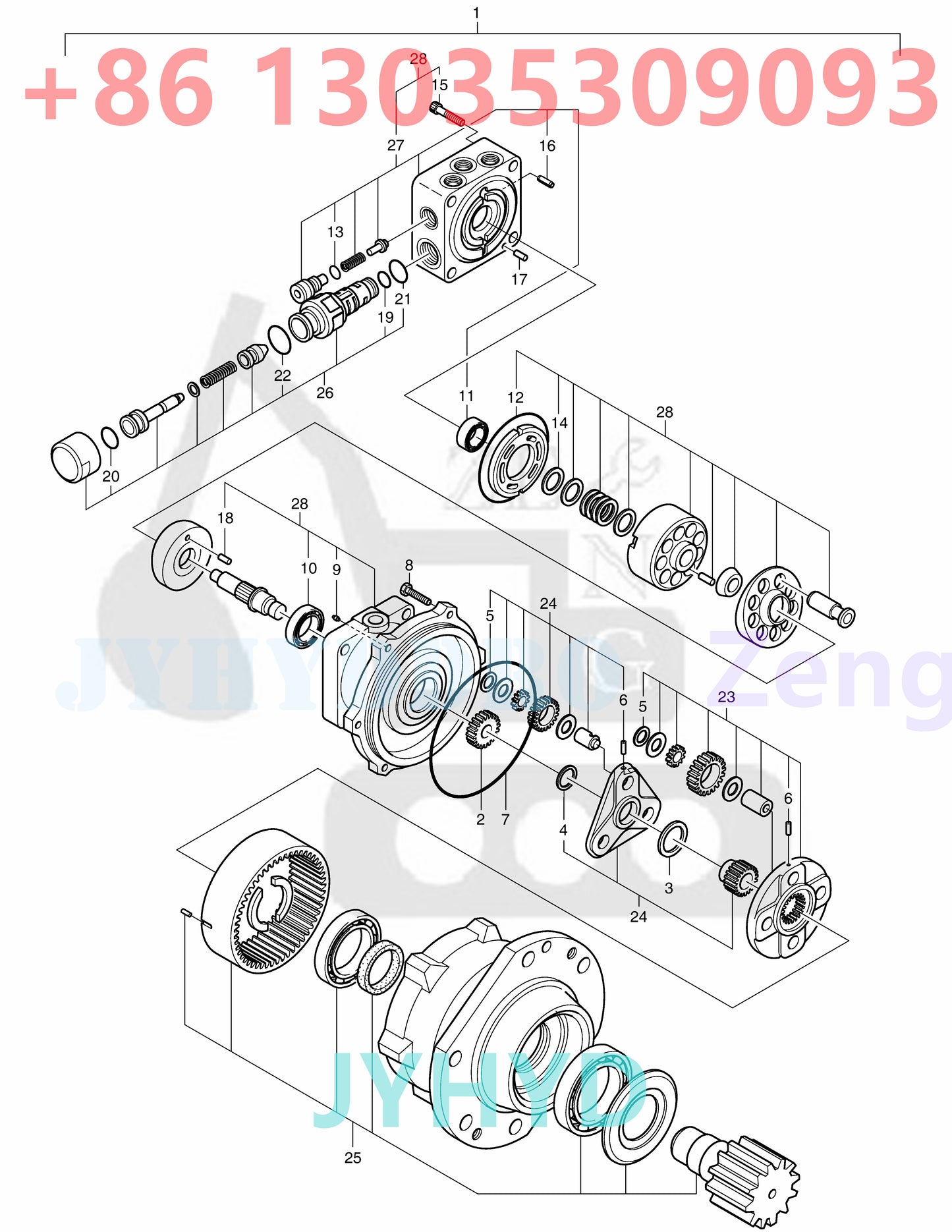 SOLAR 035 EXCAVATOR 40404-00591 SWING MOTOR ROTARY GROUP