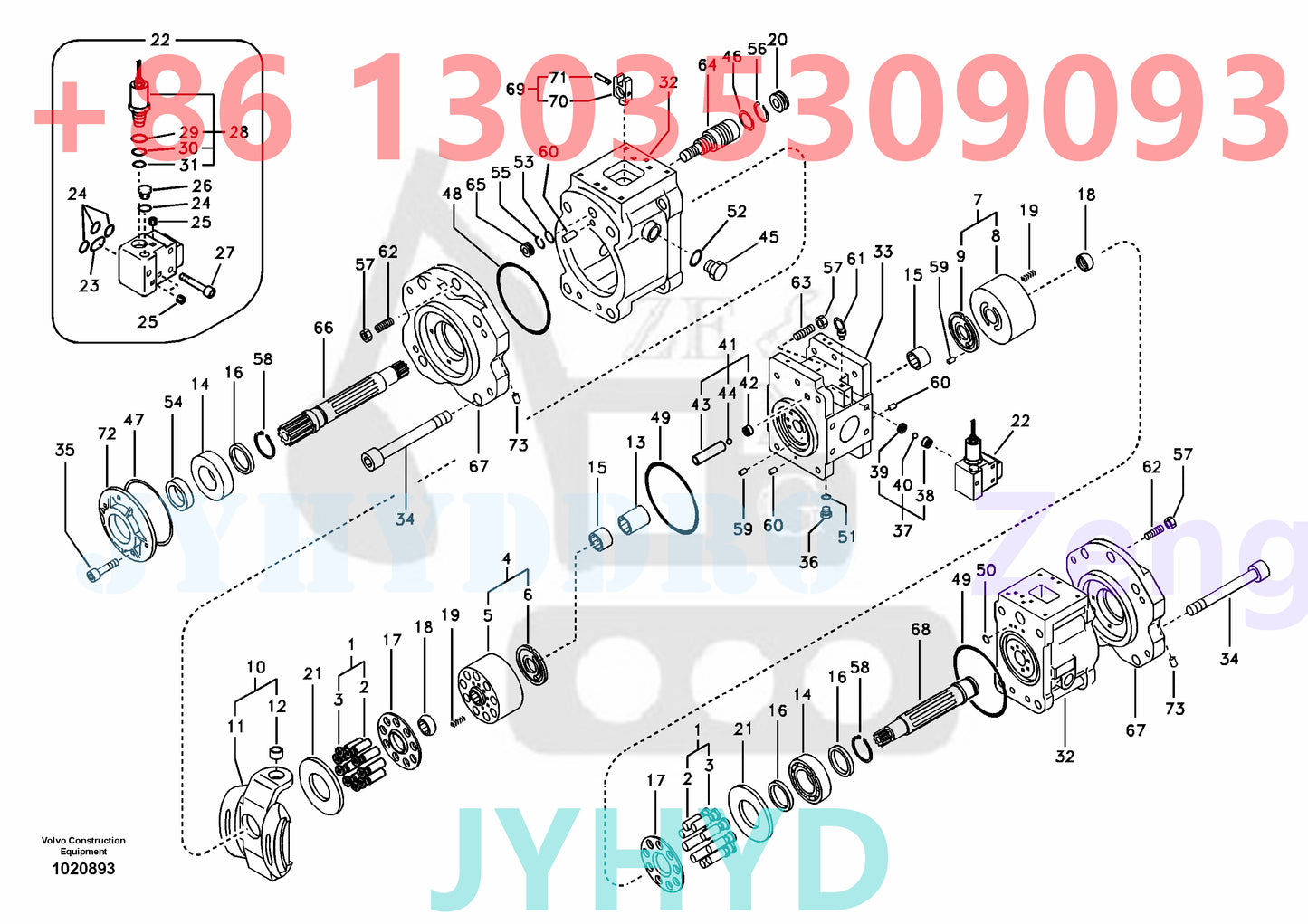 VOLVO EC290 EC290B EXCAVATOR SA7220-00601 VOE14524052 HYDRAULIC PUMP PARTS
