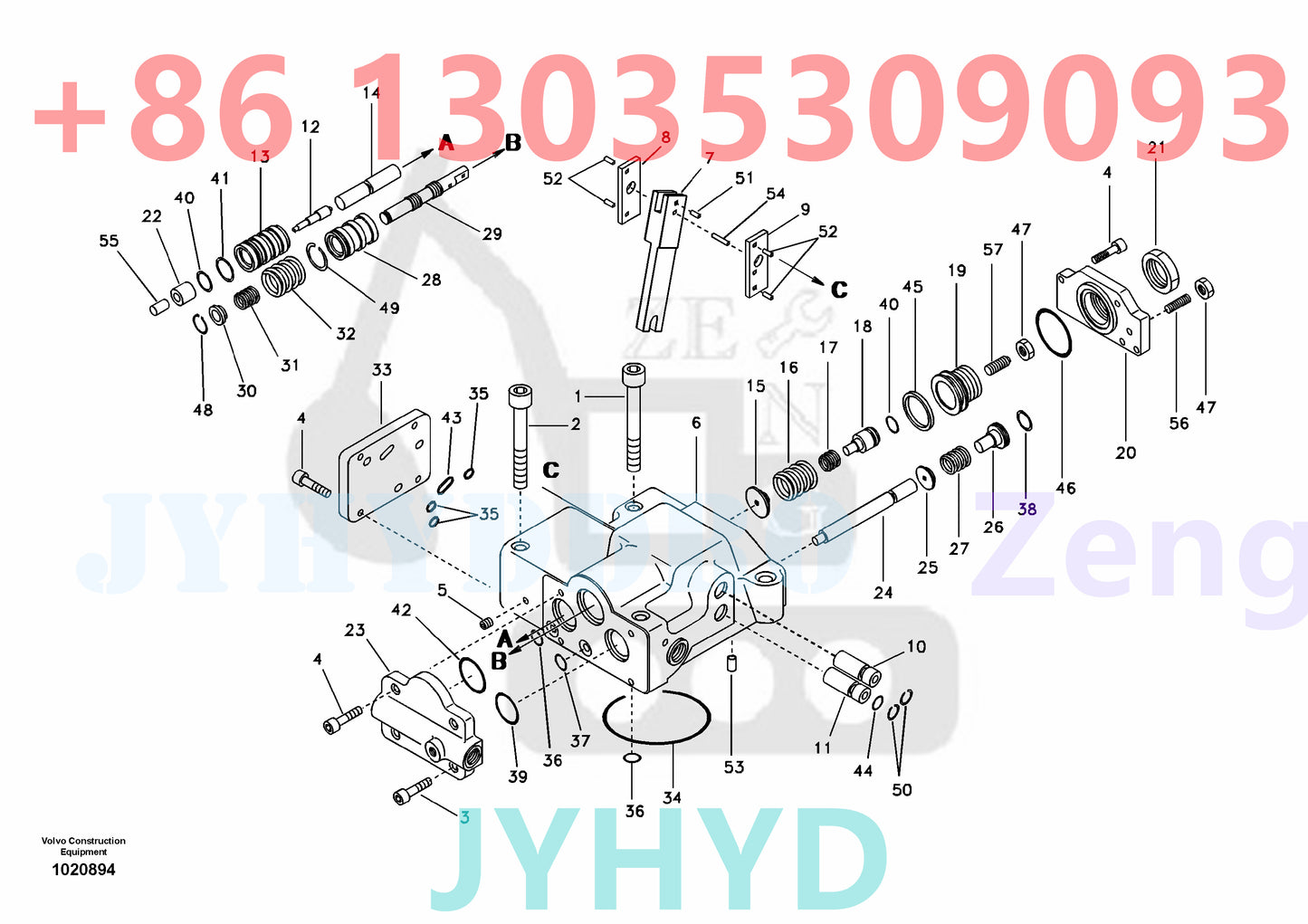 VOLVO EC290 EC290B EXCAVATOR HYDRAULIC PUMP VOE14543592 REGULATOR VOE14502328 LEVER