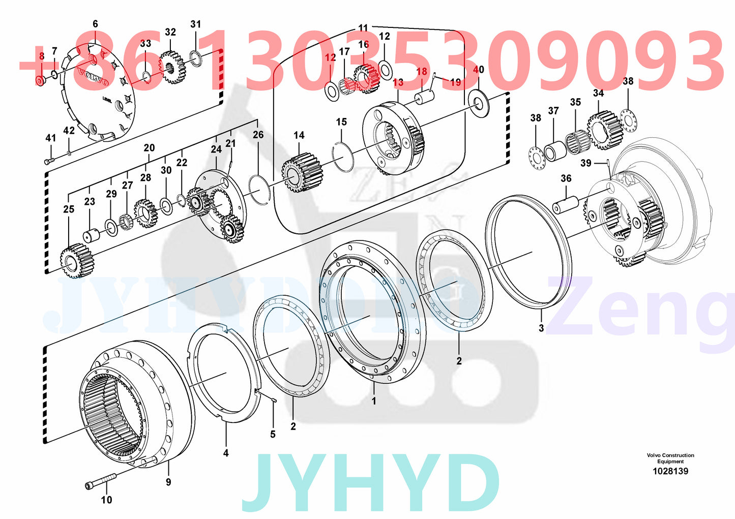 VOLVO EC290 EC290B EXCAVATOR TRAVEL GEARBOX