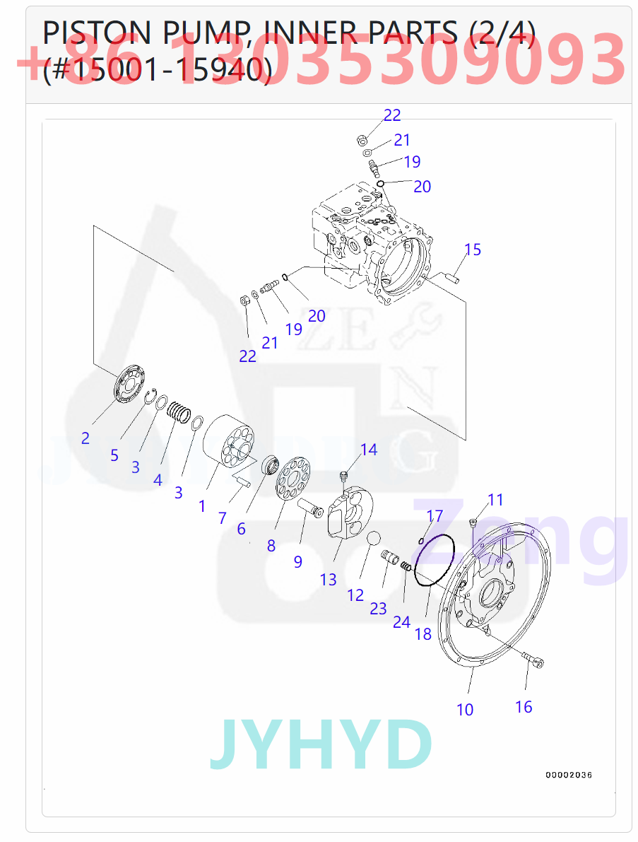 KOMATSU 708-3T-00280 708-3T-00281 708-3T-01131 708-3T-01140 HYDRAULIC PUMP PARTS
