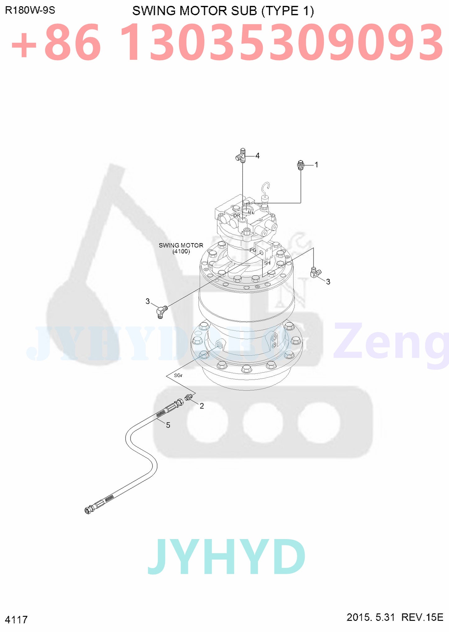 HYUNDAI R170W-9 R170W-9S R180W-9A R180W-9S EXCAVATOR 31Q5-12160 31Q5-12160AR 31Q5-21120 SWING MOTOR ROTARY GROUP