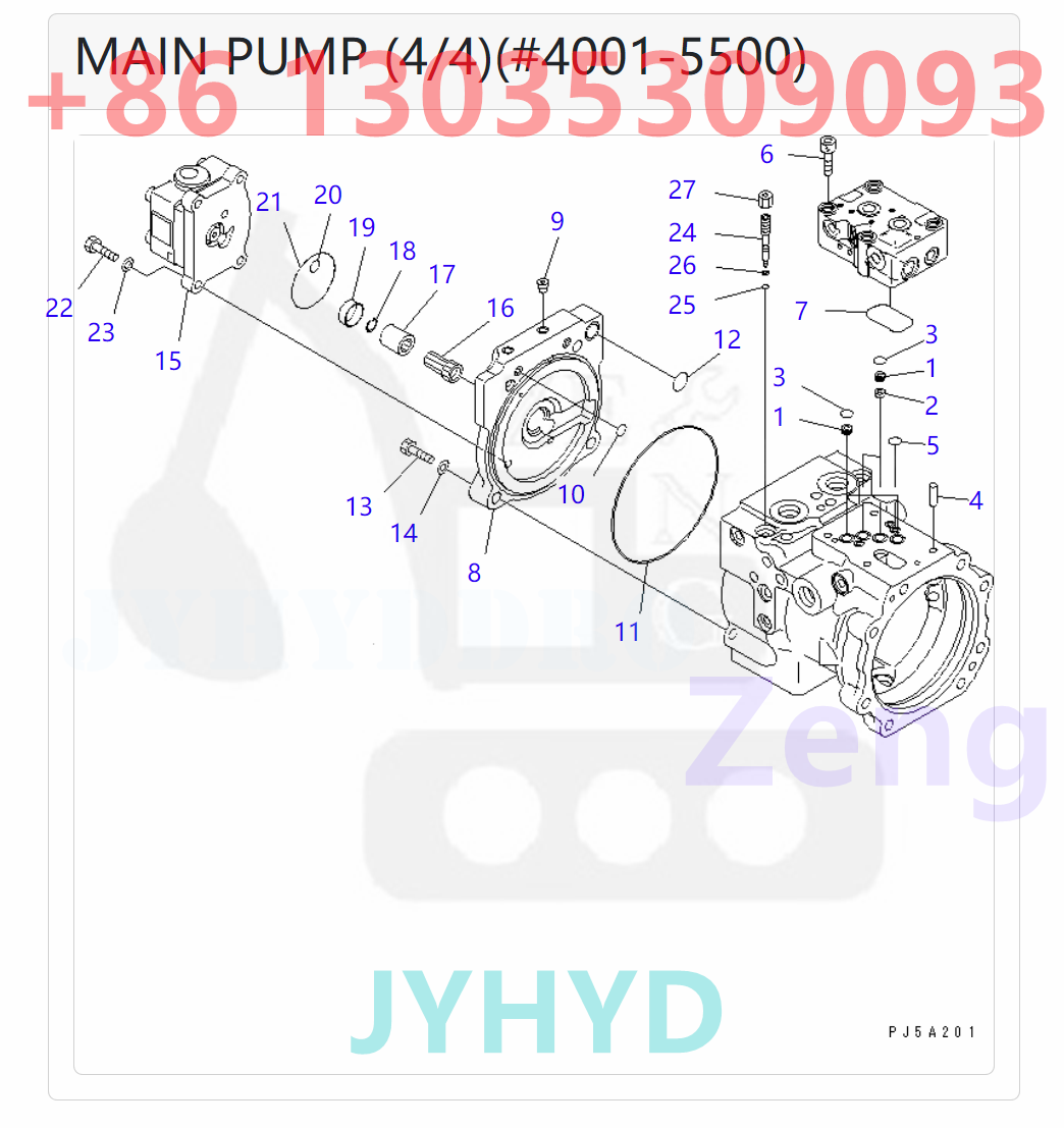 KOMATSU 708-3T-00114 708-3T-00115 708-3T-00116 708-3T-01114 708-3T-01115 708-3T-01116 HYDRAULIC PUMP ROTARY GROUP AND SPARE PARTS