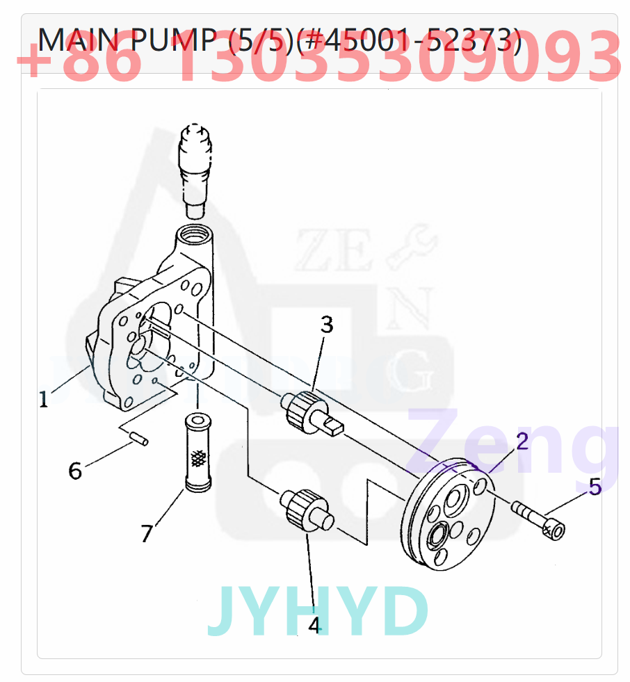 KOMATSU 708-1W-00042 708-1W-01042 HYDRAULIC PUMP ROTARY GROUP