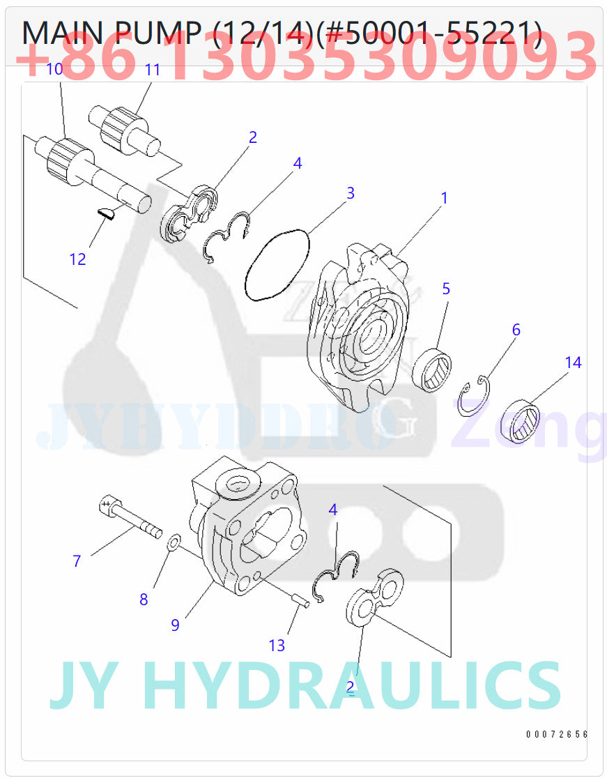 KOMATSU 708-2K-00110 708-2K-00111 708-2K-00112 708-2K-01112 708-2K-01113 708-2K-01114 HYDRAULIC PUMP ROTARY GROUP