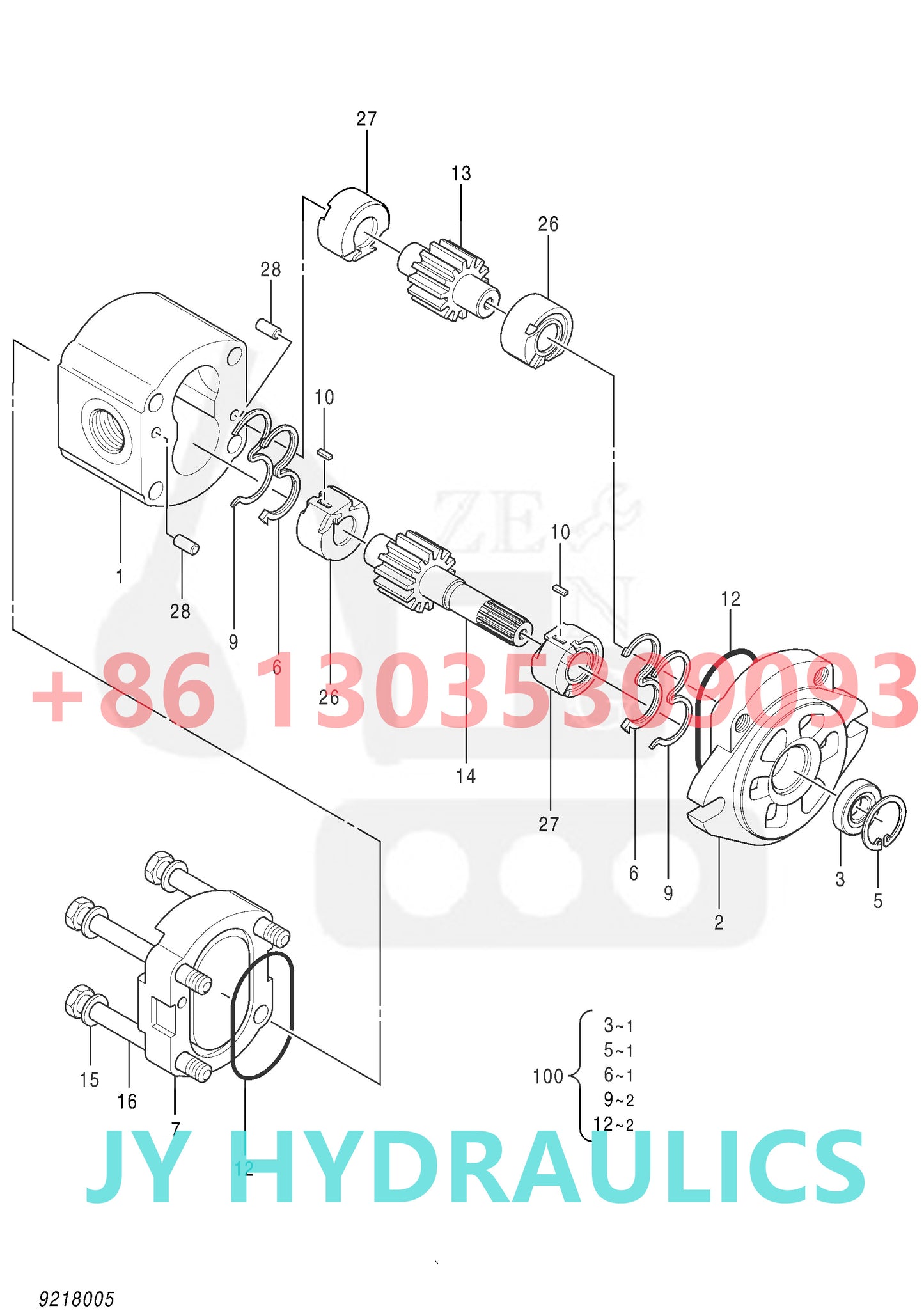 HITACHI 9218005 GEAR PUMP