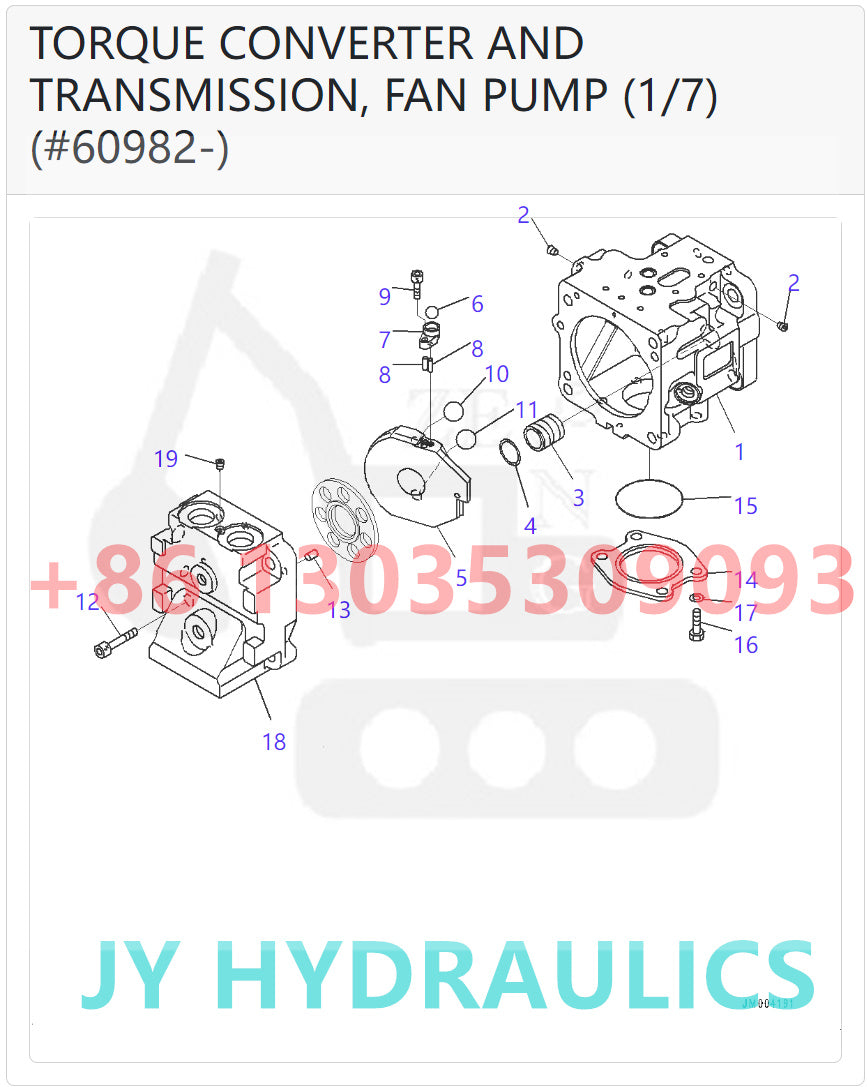 KOMATSU WA600-6 WA600-6R WD600-6 WHEEL LOADER 708-1T-00433 708-1T-01433 FAN PUMP PARTS