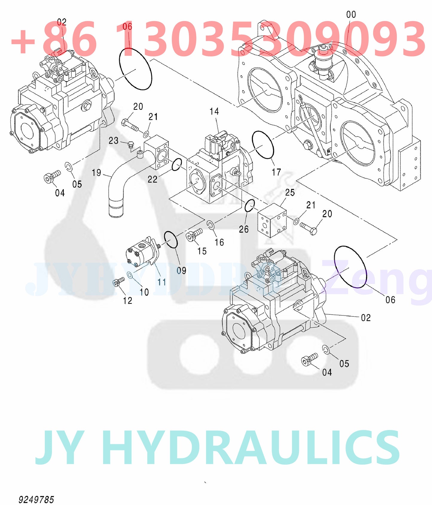 HITACHI ZX850-3 ZX850-3F ZX850LC-3-DH ZX870H-3 ZX870H-3F ZX870H-3-HCMC ZX870R-3 ZX870R-3F EXCAVATOR 4635787 HYDRAULIC PISTON PUMP PARTS