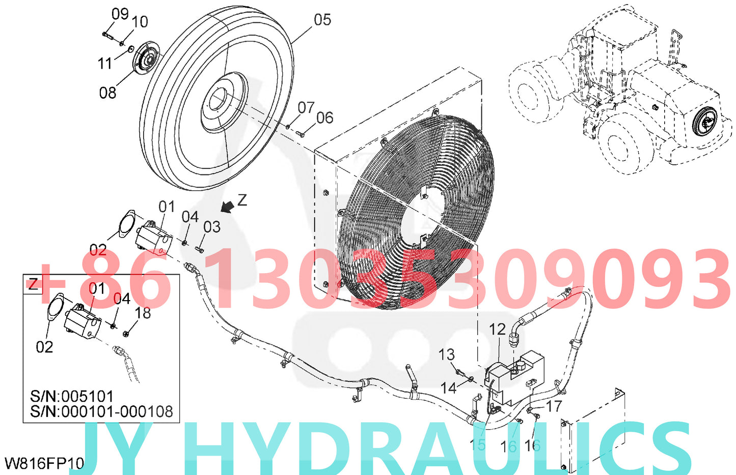 HITACHI ZW220 ZW220-HCMF ZW250 ZW250-HCMF ZW310 ZW310-A ZW310-HCMF WHEEL LOADER 263G2-12291 263G2-44721 FAN MOTOR PARTS