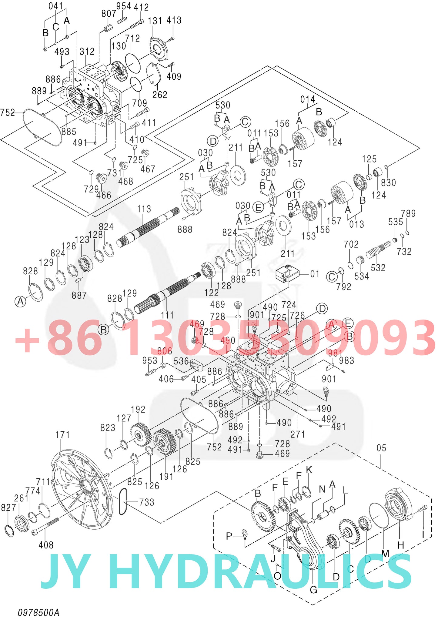 HITACHI ZX120-3 ZX130K-3 ZX200-3 ZX210K-3 ZX225USR-3 ZX225USRK-3 ZX330-3 ZX240-3 ZX250H-3 ZX250K-3 ZX350H-3 ZX350K-3 ZX450-3 ZX500LC-3 ZX520LC-3 ZX450-3F ZX470H-3F EXCAVATOR 4633472 HYDRAULIC PUMP PARTS