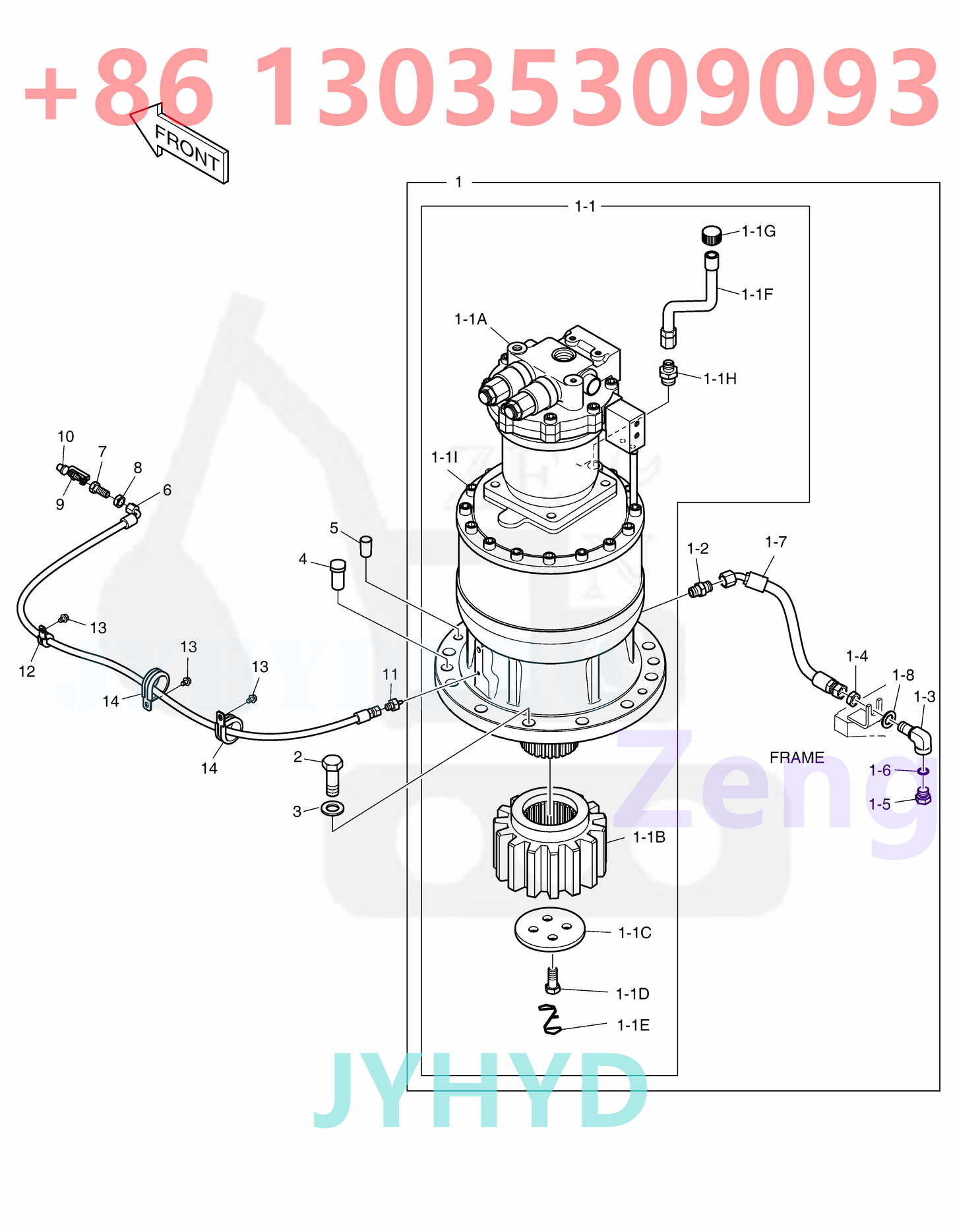 DOOSAN K1006575C 170301-00055 170301-00055A 170301-00055B 170301-00055C K1006576A SWING DEVICE ASSY;K1007545 SWING MOTOR PARTS