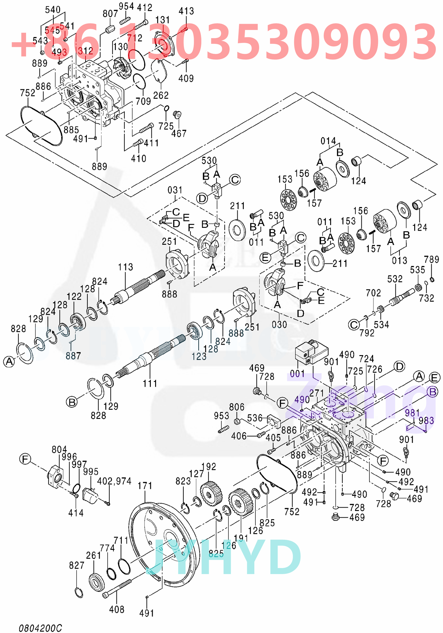 HITACHI 4432815 9184686 HYDRAULIC PUMP PARTS