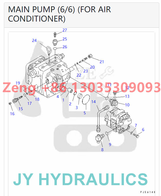 KOMATSU PC35MR-1 PC35MRX-1A PC38UU-3 excavator 708-3S-00230 708-3S-00270 708-3S-01230 hydraulic pump parts