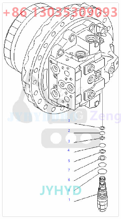 KOMATSU 706-8J-01012 FINAL DRIVE TRVAEL MOTOR ROTARY GROUP